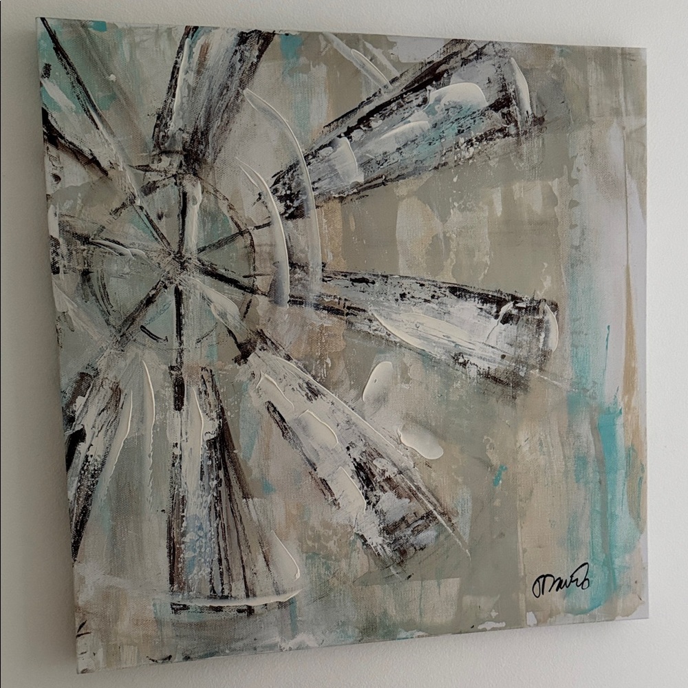 Modern Abstract Canvas Art in Gray and Blue
